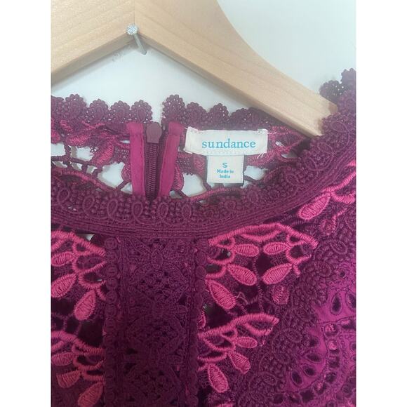 SUNDANCE Women’s Linnea Crochet Red Plum Top Small Western Delicate Intricate - Picture 6 of 14